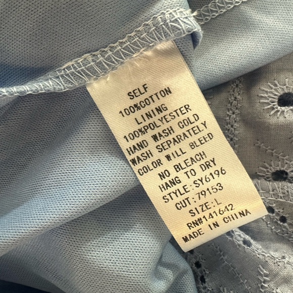 NEW Mod On Trend Womens Eyelet Lace Modi Dress Light Blue Size L Lined Boho - Picture 9 of 12